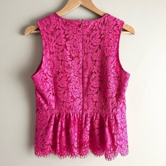 J.Crew Pink Lace Peplum Sleeveless‎ Top, Size 6 - Picture 7 of 11